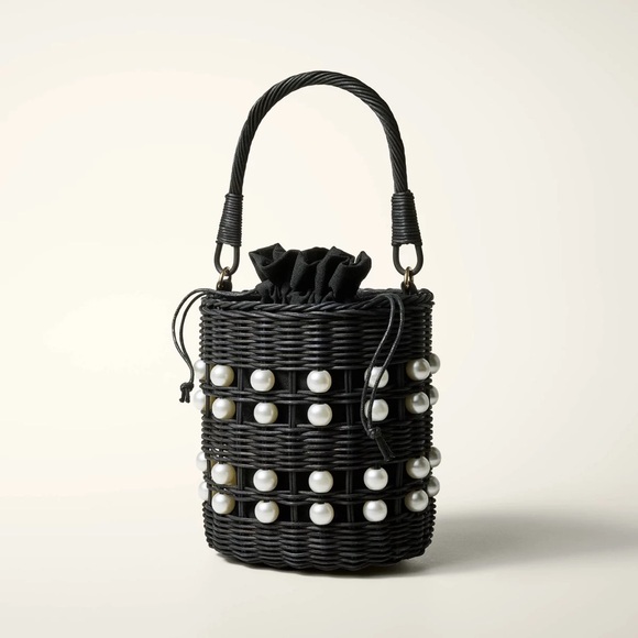 NWT Pearl Embellished Basket Bucket Bag - kate spade new york x Target Black - Picture 2 of 11